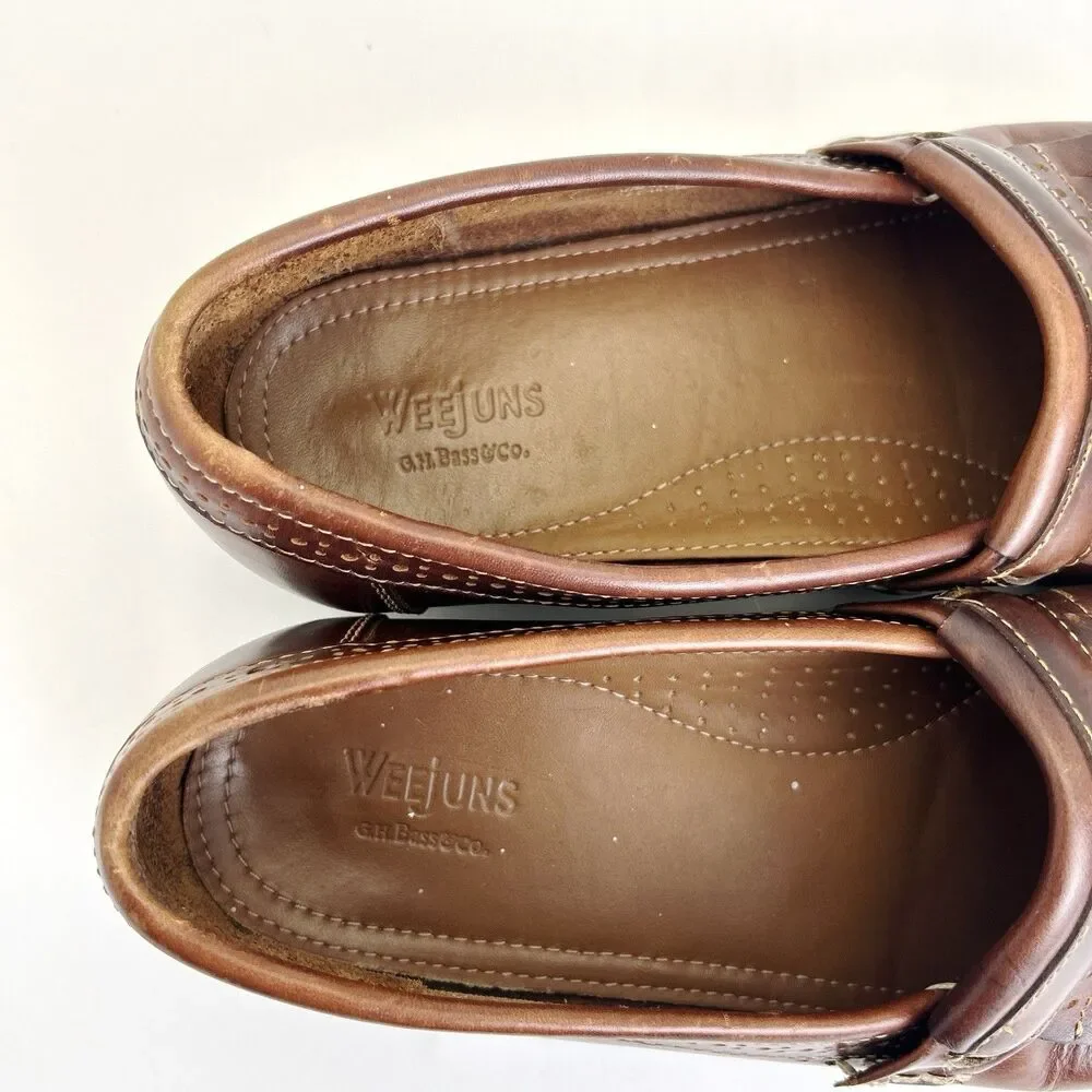 GH Bass Weejuns Kilted Tassel Loafers Mens Sz 9 D Brown Leather Michael Style